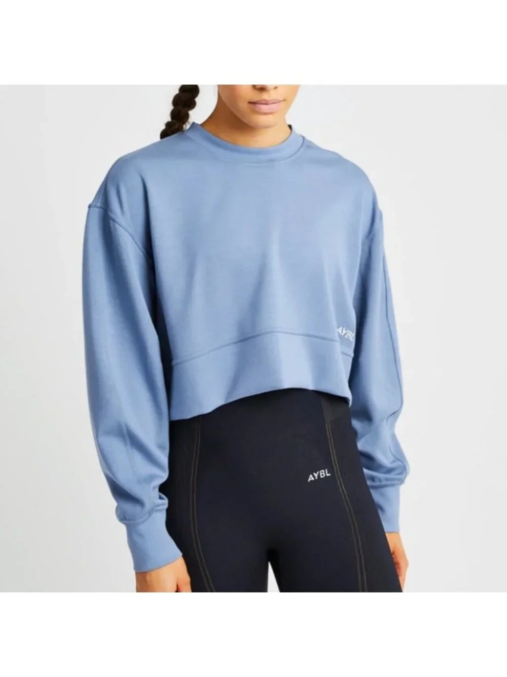 AYBL Oversized Cropped Jumper Sweatshirt Blue Small NWT